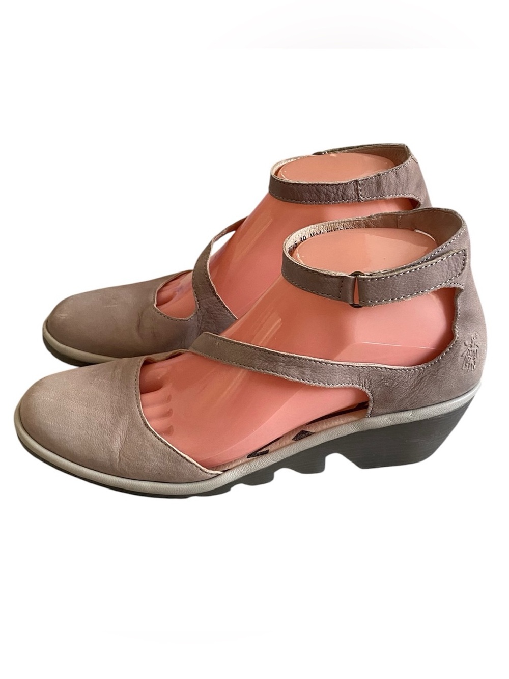 Fly London cupido khaki suede closed toe ankle strap wedge shoes - Picture 4 of 8